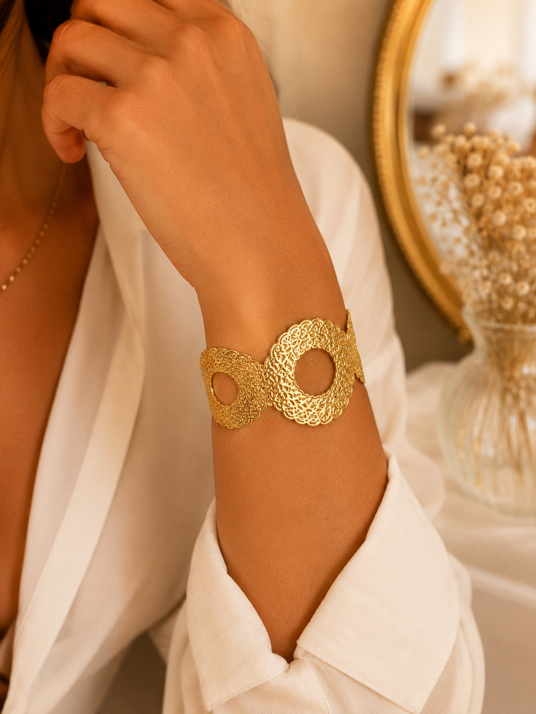 Bracelet Manchette Filigrane Doré